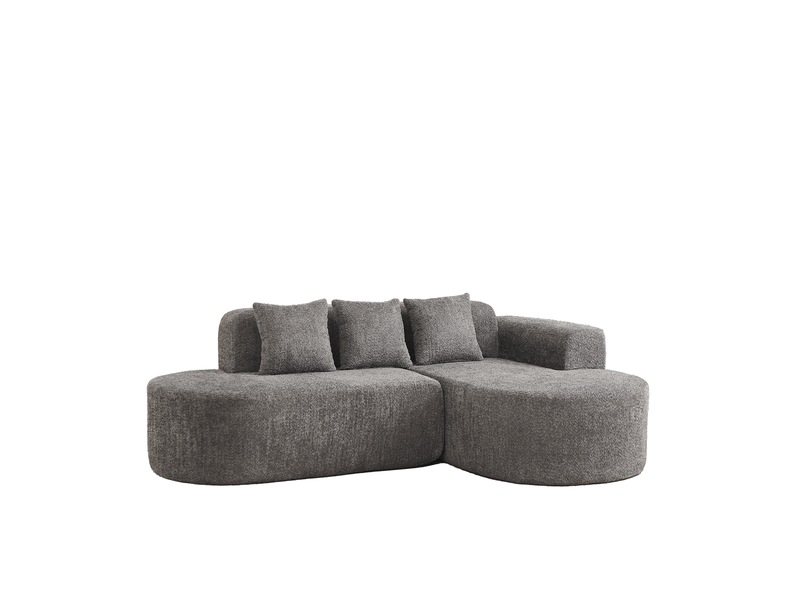  Canapé d’angle en l 3 places droit compressé, design arrondi anthracite, mousse douce, tissu, design moderne  - Conforama A