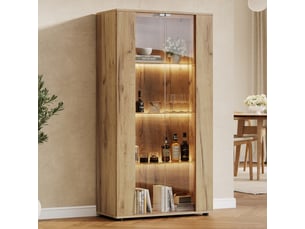 Vitrine coloris naturel 4 étagère(s) OKMYHOME - 80 cmx150 cm