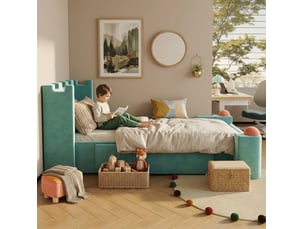 Lit avec rangement 90x200 cm <strong>OKWISH</strong>  <strong></strong> coloris vert