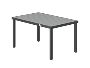 Table de jardin pour 4 à 6 personnes, table à manger extérieure avec plateau à lattes, 140 x 90 x 74 cm, gris