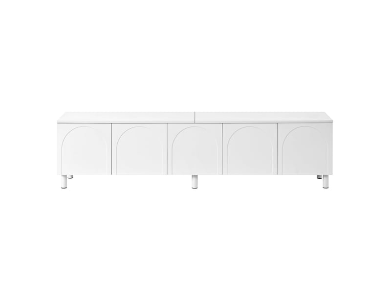  Meuble tv blanc motif arche à 5 portes avec pieds métal 180cm  - Conforama A
