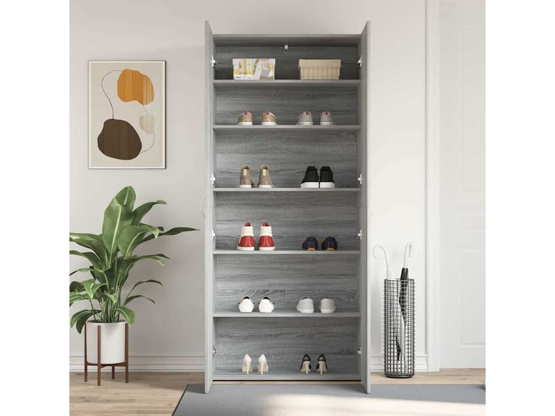  Meuble à chaussure, cabinet à chaussures 80x35.5x180 cm bois d'ingénierie gris shl5973  - Conforama D