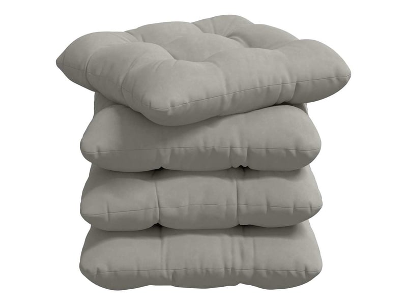 Lot de 4 coussins de siège, coussins décoratifs tissu en microfibre gris clair cf59967 - Conforama A