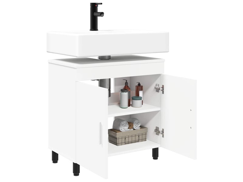 Unité de vanité de salle de bain, meuble de rangement blanc 60x35x60 cm shl9608 - Conforama C