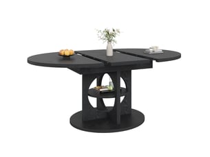 Table de salle à manger extensible,110x110x76 cm,jusqu'à 150 cm avec rangement,mdf,noir effet bois