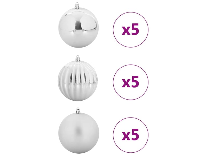  Ensemble de boules de noël xl 15 pcs argenté ø 10 cm plastique  - Conforama C