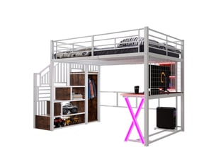 Lit mezzanine 140x200 cm <strong></strong> <strong></strong> coloris blanc