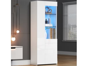 Vitrine coloris blanc 2 étagère(s) <strong>DESMIU</strong> <strong></strong> - 70 cmx180 cm