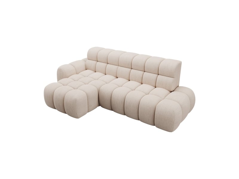  Canapé d'angle convertible bulla 3 places beige – velours côtelé avec extension d'assise électrique  - Conforama D
