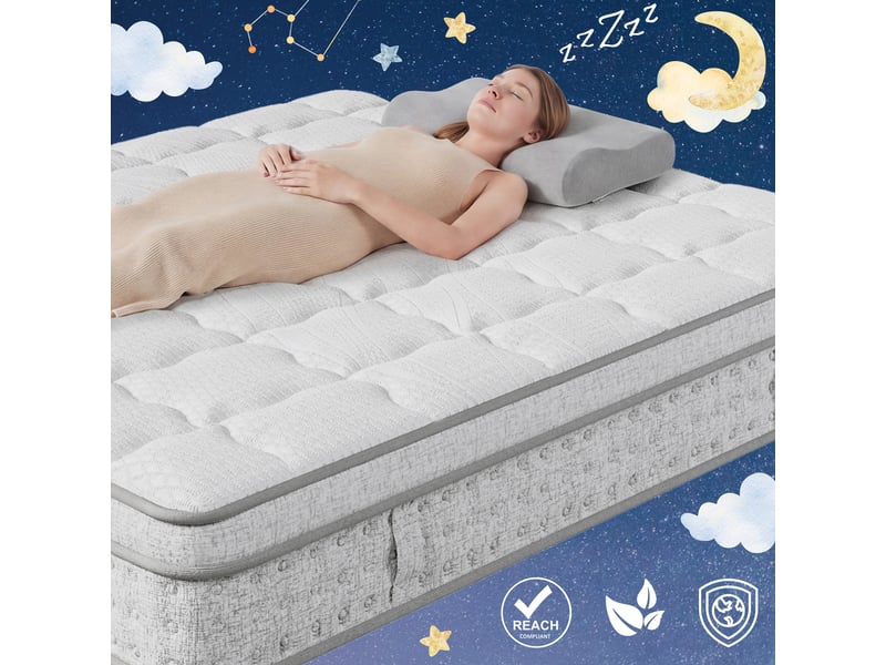  Matelas hybride 140x190 cm h3 25 cm à ressorts ensachés 7 zones et mousse froide soutien précis respirant certifié oeko-tex  - Conforama E