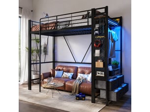 Lit mezzanine 90x200 cm MEUBLIV coloris noir