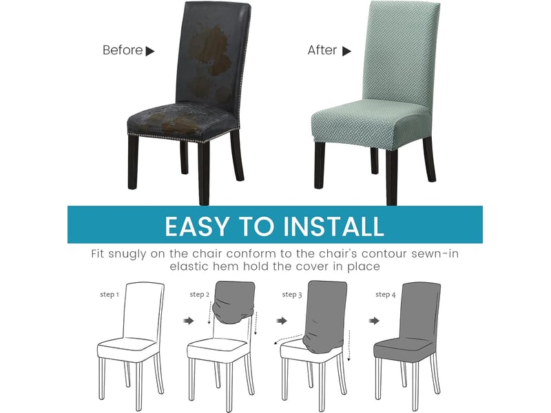  Housses de chaise élastiques, lot de 4, housses de chaise élastiques modernes, idéales pour les décorations de fête, turquoise XLH-ZLS-009367MF - Conforama C