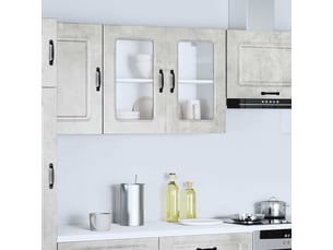Armoire murale de cuisine avec porte en verre kalmar gris béton shl6891