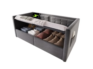 Lit coffre 90x200 cm    coloris gris