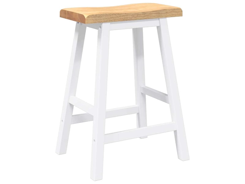  Lot de 2 tabouret de bar, chaise de bar en bois massif blanc et caoutchouc shl64195  - Conforama D