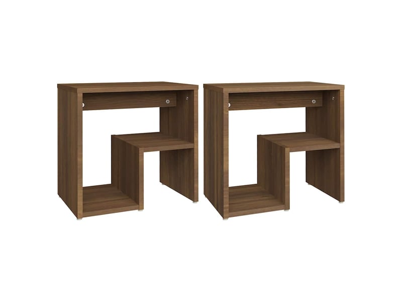  Lot de 2 tables de chevet - cabinet de chevet - table de nuit chêne marron 40x30x40 cm bois ingénierie  - Conforama A