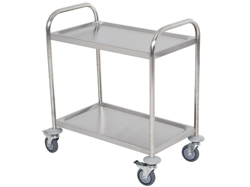 Desserte de cuisine à roulettes 2 étagères acier inox chromé 80 x 45 x 82 cm  - Conforama B