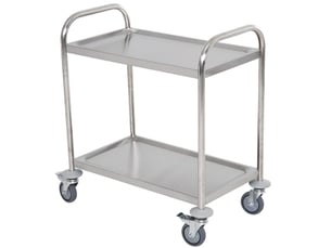 Desserte de cuisine à roulettes 2 étagères acier inox chromé 80 x 45 x 82 cm
