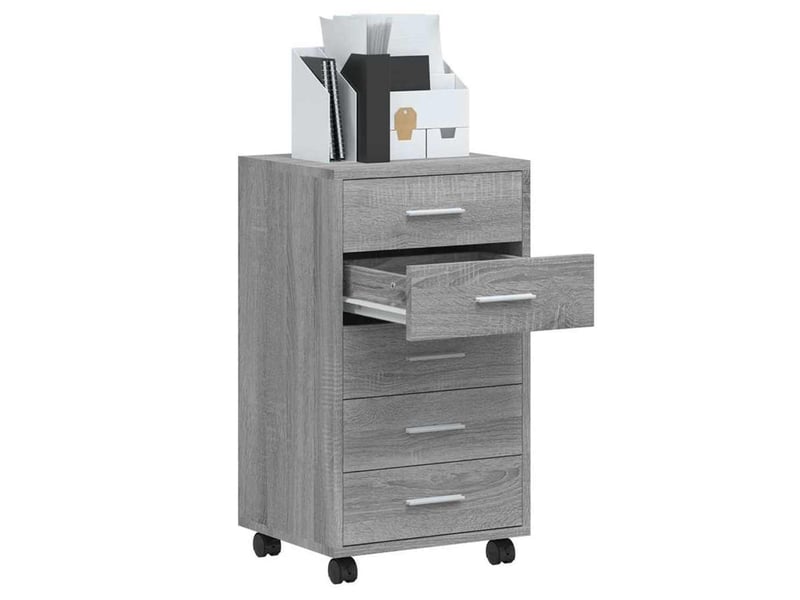  Armoire à tiroirs, rangement bureau avec roulettes sonoma gris bois d'ingénierie  - Conforama D