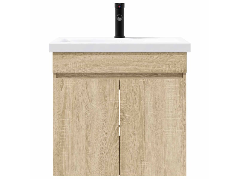  Meuble de rangement salle de bain avec robinet chêne sonoma shl3038  - Conforama E