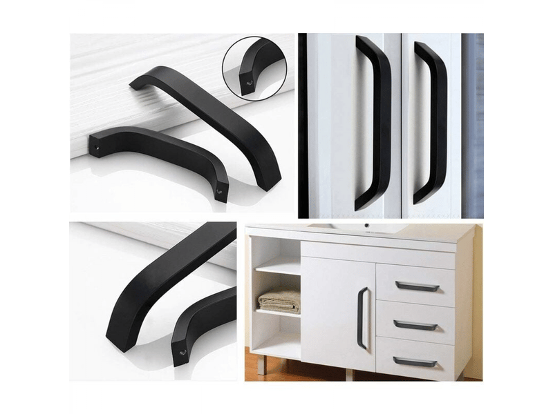  10 unités de poignées noires modernes pour meubles, 160 mm, poignées pour portes, armoires et placards de cuisine avec vis  - Conforama B