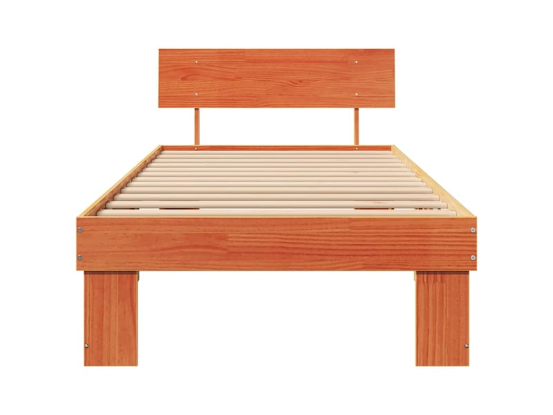  Lit simple- lit adulte -  cadre de lit avec tête de lit brun  80 x 200 cm pin massif  - Conforama D