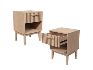 Lot de 2 table de chevet ,table à chevet avec tiroir et compartiment ouvert , bois massif ,motif à rayures,40 x 35 x 55 cm