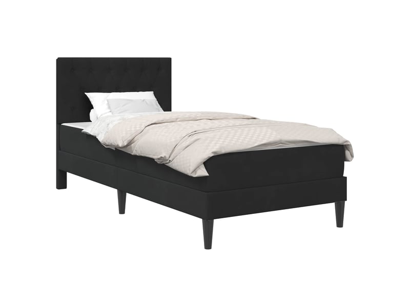  Lit simple- lit adulte -  cadre de lit avec matelas noir 80 x 200 cm velours  - Conforama A