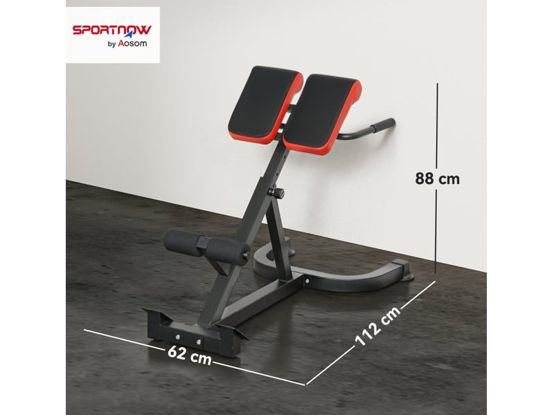  Chaise romaine d'hyperextension 112x62x88 cm réglable métal rouge+noir  - Conforama D