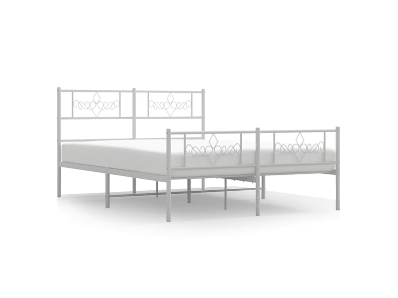  Lit double- lit adulte -  cadre de lit métal sans matelas et pied de lit blanc 150x200 cm  - Conforama A