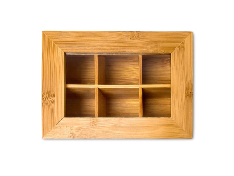  Boîte à thé décorative rangement 9 x 28 x 16 cm ambiance rustique en bambou laqué 13_0005173  - Conforama B