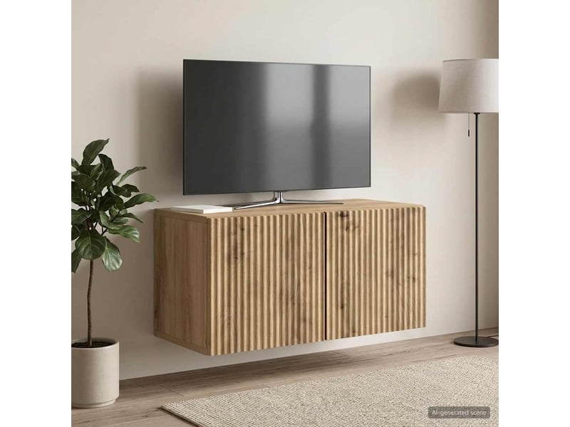  Meuble tv - banc tv - meuble de rangement mural 59,5 x 31 x 30 cm chêne artisanal  - Conforama D