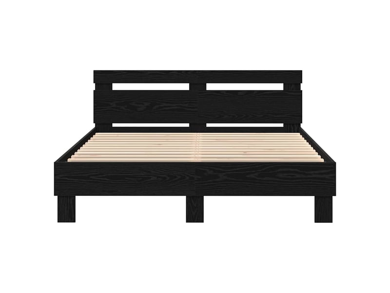 Lit double- lit adulte - cadre de lit chêne noir 150 x 200 cm bois d'ingénierie - Conforama D