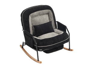 Fauteuil à bascule - 80x87x95 cm - fauteuil à basse moderne avec repose-pieds et dossier réglable - noir