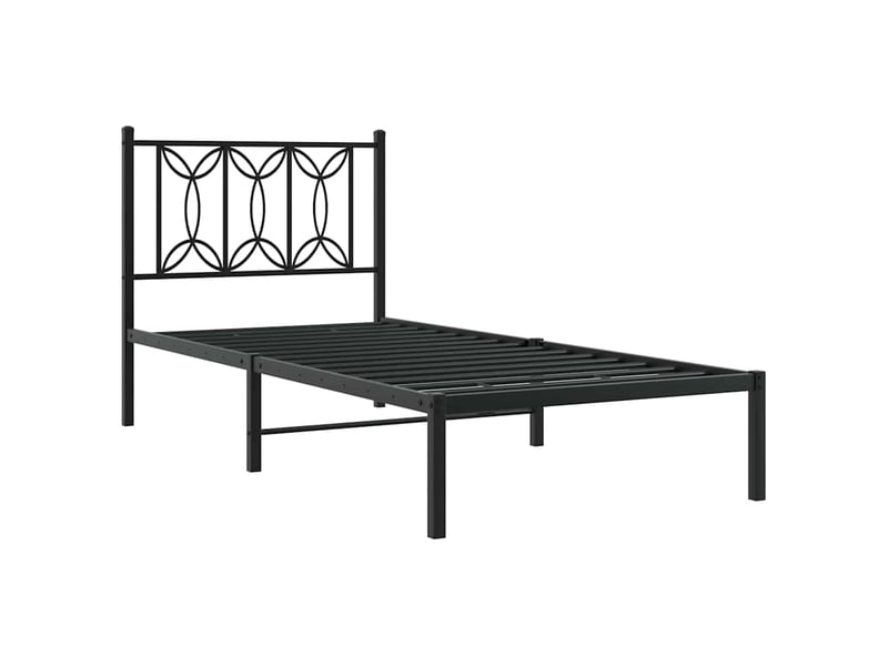  Lit simple- lit adulte -  cadre de lit métal sans matelas avec tête de lit noir 90x190 cm  - Conforama B