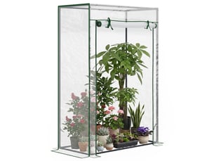 Serre avec porte enroulable et structure en acier, serre de jardin pour terrasse ou patio, 100 x 50 x 150 cm, transparente