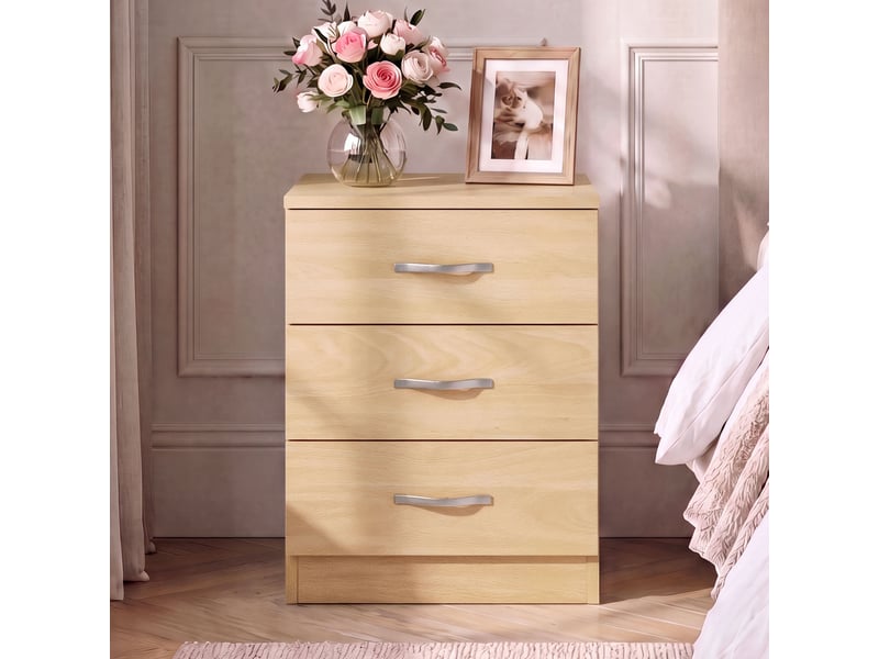  Table de chevet riano, commode de nuit, chambre, rangement, 56x40x36cm, 3 tiroirs, pin 333451 - Conforama C