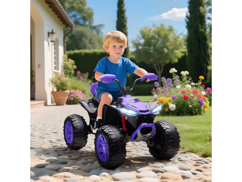 Quad électrique pour enfants, véhicule électrique 24 v à 4 roues, phares, port usb, fonction mp3, vitesse de 6,5 kmh, 3-8 ans - Conforama D