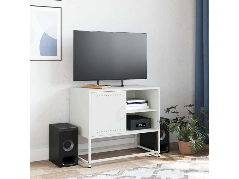  Meuble tv - banc tv - meuble de rangement blanc 68x39x60,5 cm acier  - Conforama C