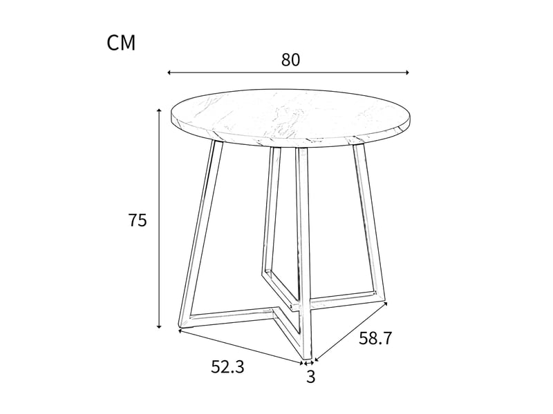  Table à manger ronde moderne effet marbre blanc et doré avec piètement métallique original  - Conforama C