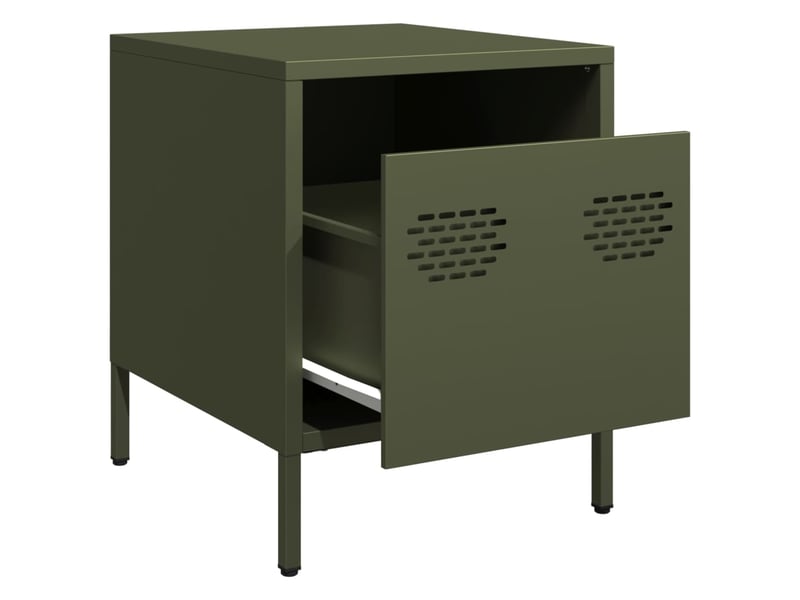  Table de chevet - cabinet de chevet - table de nuit vert olive 35x39x43,5 cm acier  - Conforama C