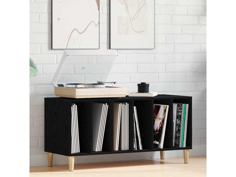  Meuble à vinyles, armoire à disques chêne noir 100x38x48 cm bois d'ingénierie shl38358  - Conforama B