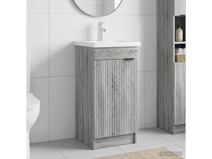 Meuble salle de bain avec évier, meuble de rangement sonoma gris shl8619