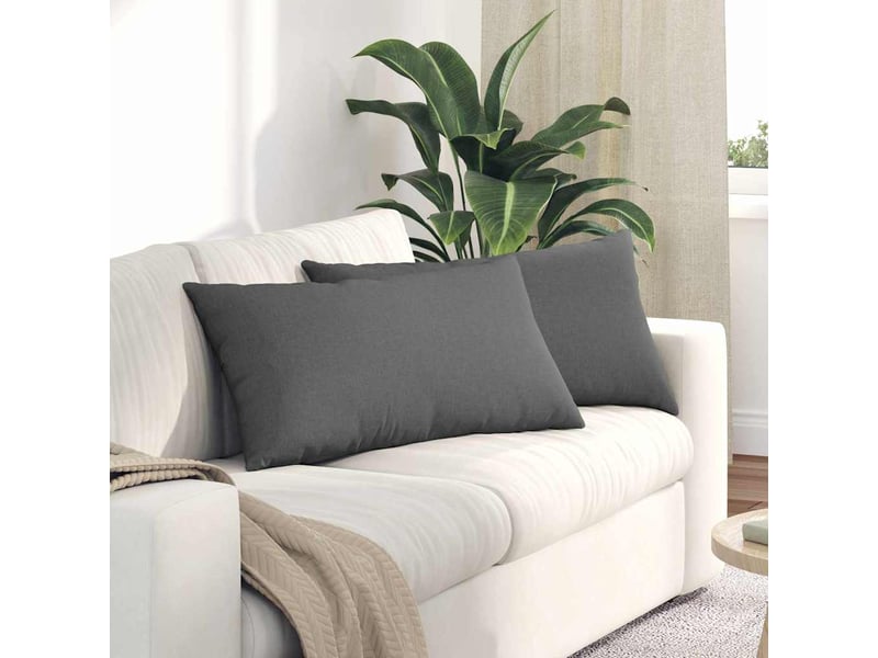  Lot de 2 coussins de canapé, coussins décoratifs tissu gris foncé 80 x 40 cm cf58871  - Conforama B