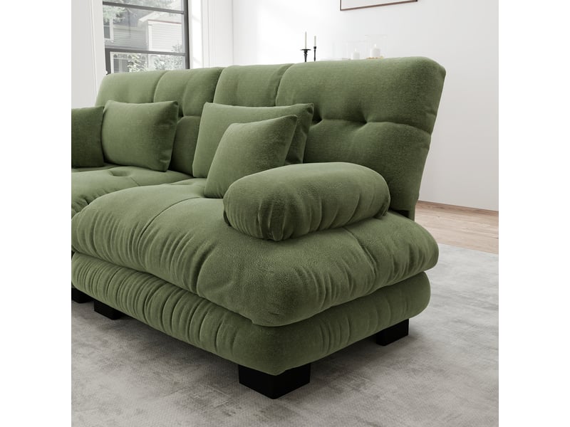  Canapé modulable 4 places en tissu chenille vert W3325S00231 - Conforama E