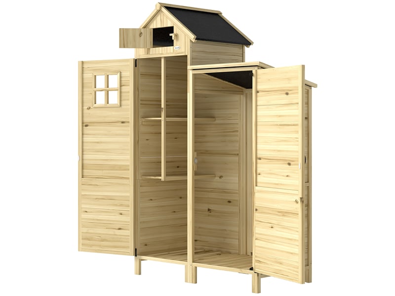  Armoire de jardin en bois avec toit en asphalte naturel 106 x 57 x 167 cm  - Conforama B