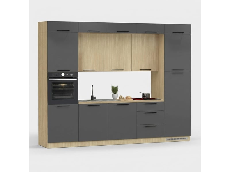  Cuisine complète linéaire moderne avec évier luna 300x232 - anthracite  - Conforama A