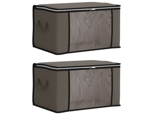 Boîte de rangement avec fenêtre latérale transparente 2 pcs gris shl53426