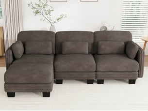Canapé d'angle gauche fixe <strong>BIQZUYA</strong> <strong></strong> 3 places Tissu marron