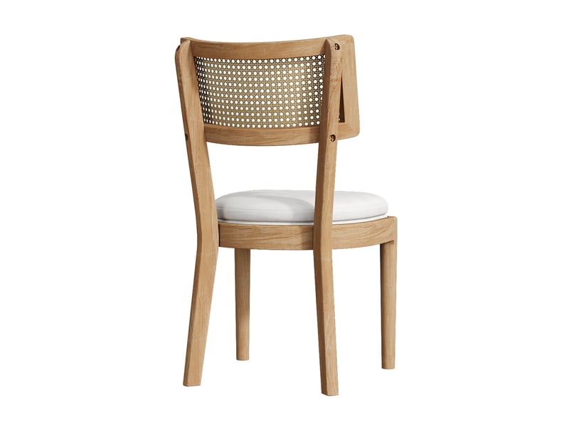 Lot de 4 chaises de salle à manger en bois massif, dossier en rotin et assise en lin, bois clair, 50 x 58 x 88 cm - Conforama R